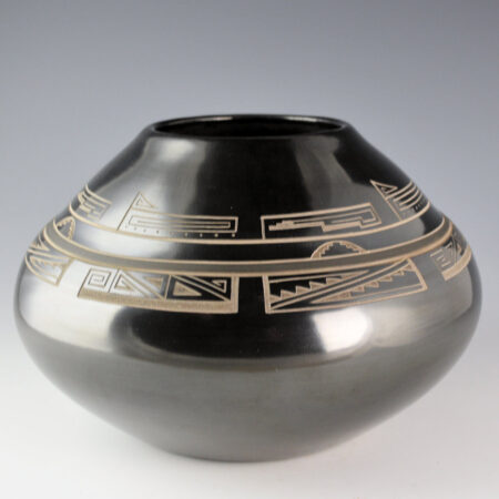 Komalestewa, Alton - Large Jar with Etched Rainbow and Mesa Designs (1980s)
