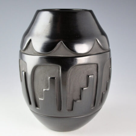 Naranjo, Elizabeth - Jar with Carved Clouds and Kiva Steps (1970s)