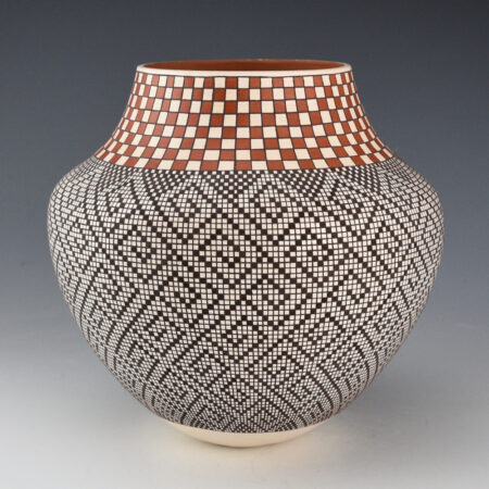 Antonio, Frederica - Water Jar with Checkerboard Neck and Cloud Designs