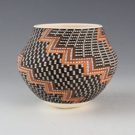 Antonio, Frederica - Small Jar with Checkerboard Rim with Four Seasons Design