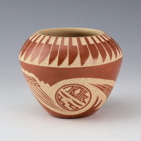 Nampeyo, Gary Polacca - Bowl with 32 Feathers, Sun and Coyote Medallions (1970s)