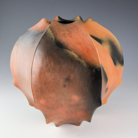 Alternative view of Tso, Jared - "Spine" Sharp Edge Jar with Fire Clouds