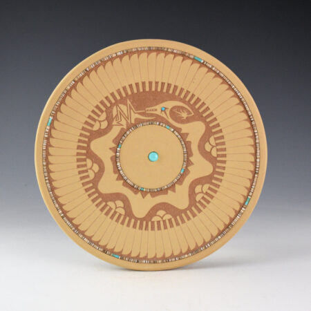 Gonzales, John - Tan Avanyu and Feather Plate with Turquoise (1997)