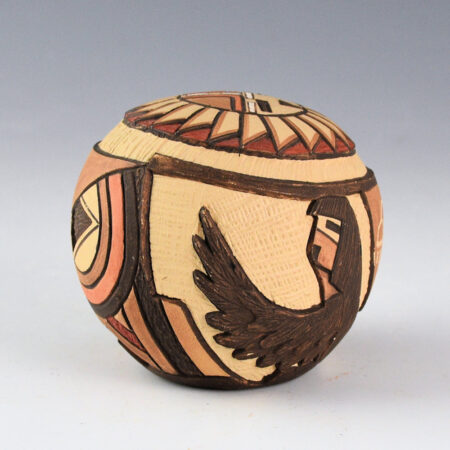 Namoki, Lawrence - "Blessings to You" Seedpot with Eagle Dancers and Sun (1988)