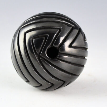 Alternative view of Tafoya-Sanchez, Linda - Black Carved "Puzzle" Seedpot (1988)