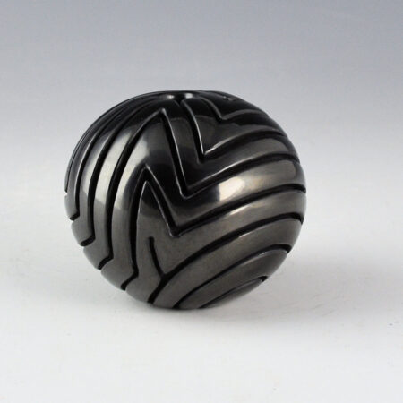 Tafoya-Sanchez, Linda - Black Carved "Puzzle" Seedpot (1988)