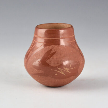 Naranjo, Marian Rose & Ernest - Small Jar with Realistic and Mimbres Rabbits (1970s)