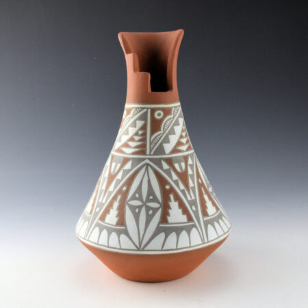 Small, Mary - 9" Tall Polychrome Kiva Rim Jar with Cloud Designs (1984)
