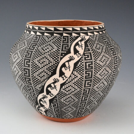 Antonio, Melissa Concho - Jar with Flute Players and Checkerboard Design