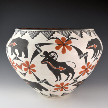 Antonio, Mildred - 12" Wide Bowl with Heartline Deer, Ram, Antelope, and Moose