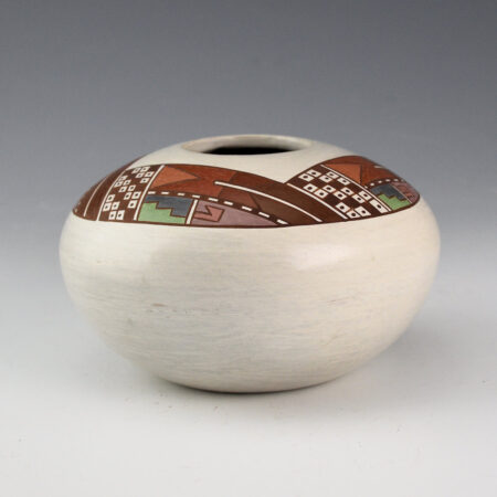 Alternative view of Begaye, Nathan - Polychrome White Bowl with Corn Designs (1999)