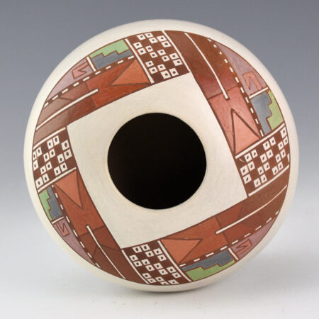 Begaye, Nathan - Polychrome White Bowl with Corn Designs (1999)