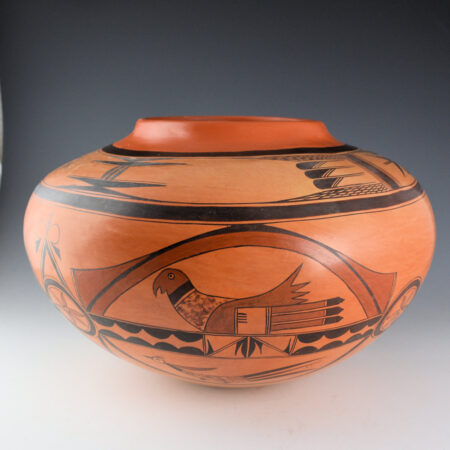 Sahmie Nampeyo, Rachel - 12" Wide Jar with Birds and Rainbows (1980s)