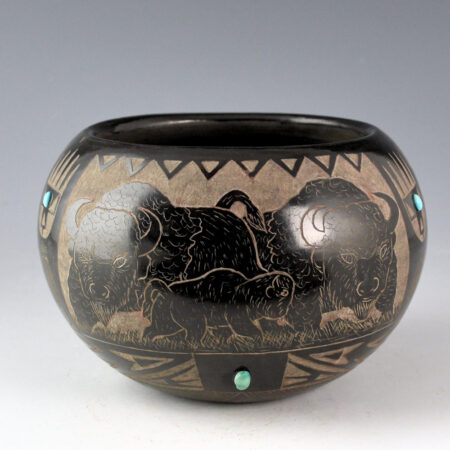 Red Starr, Elmer - Large Bowl with Buffalo, Bear and Turquoise (2011)
