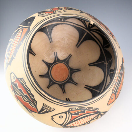 Alternative view of Tenorio, Robert  - 14" Wide Bowl with Six Fish and Flower (2001)