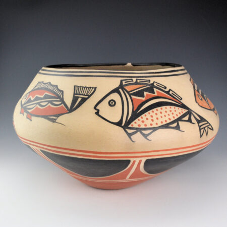 Tenorio, Robert  - 14" Wide Bowl with Six Fish and Flower (2001)
