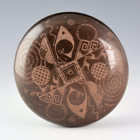 Alternative view of Martinez, Ron Looking Elk - Corn and Clouds Brown Fired Seedpot (2004)