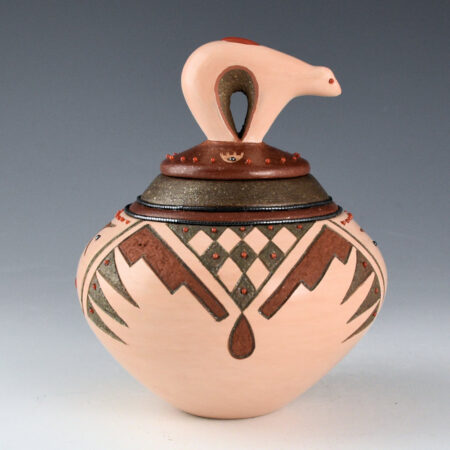 Alternative view of Sanchez, Russell  - Polychrome Bowl with Bear, Bear Lid, and 90 Inset Stones