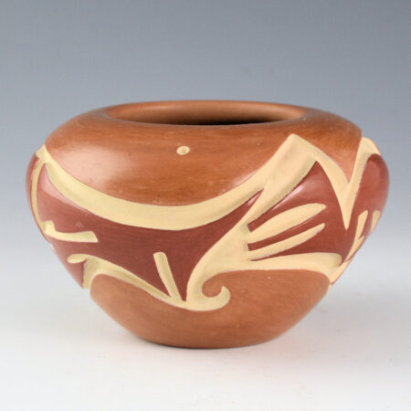 Diaz, Tina - Red and Tan Bowl with Cloud Designs