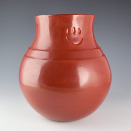 Alternative view of Garcia, Virginia - 10" Tall Red Double Shoulder Water Jar with Bear Paws (1990s)