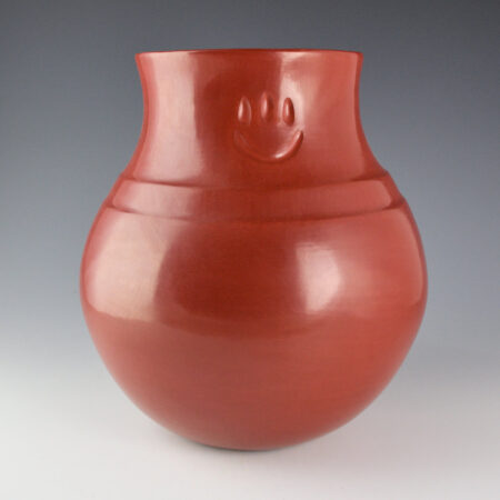 Garcia, Virginia - 10" Tall Red Double Shoulder Water Jar with Bear Paws (1990s)