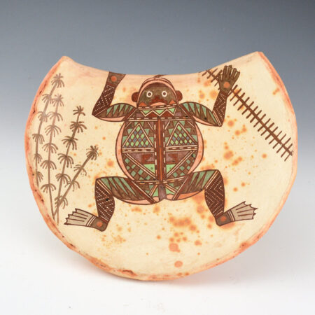 Begaye, Nathan - White Pedestal Bowl with Polychrome Frog (2000)