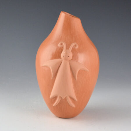 Qoyawayma, Al - Red Wish Jar with Butterfly Figure (1991)