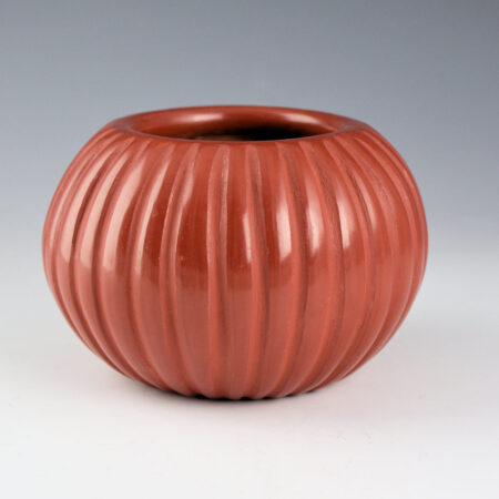 Baca, Angela -Red Melon Bowl with 32 Ribs (1970s)