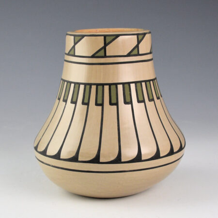 Blue Corn - Polychrome Water Jar with 25 Feathers (1970s)