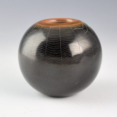 Alternative view of Gonzales, Barbara - Black and Sienna Bowl with Spider and Turquoise (1981)