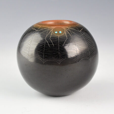 Gonzales, Barbara - Black and Sienna Bowl with Spider and Turquoise (1981)