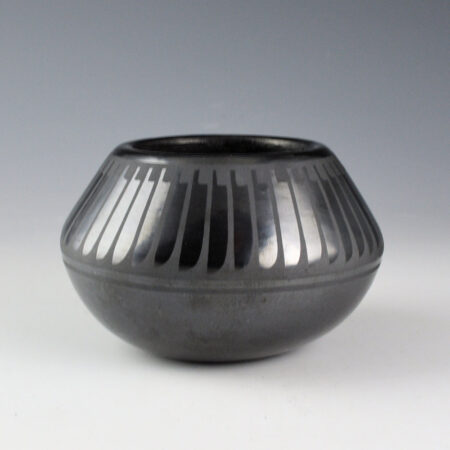 Alternative view of Blue Corn - Black Jar with 47 Feathers (1970s)