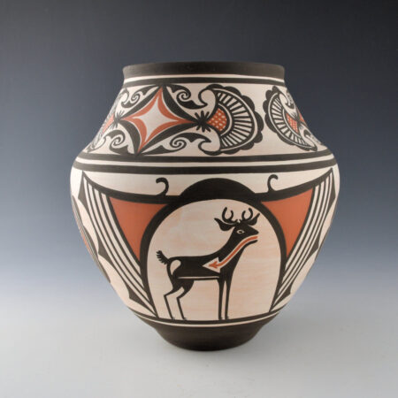 Laate, Carlos - Large Jar with Heartline Deer and Rosettes