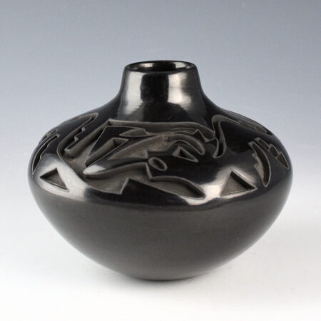 Velarde, Carol - Jar with Carved Avanyu and Cloud Designs