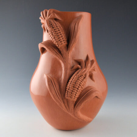 Carpio, Caroline - 9" Tall Red Jar Double Corn Relief Design
