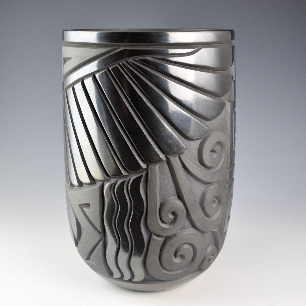 Begay, Daniel - "Flight" 10" Tall Jar with Carved Eagle - Image 4