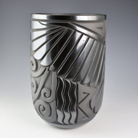 Alternative view of Begay, Daniel - "Flight" 10" Tall Jar with Carved Eagle