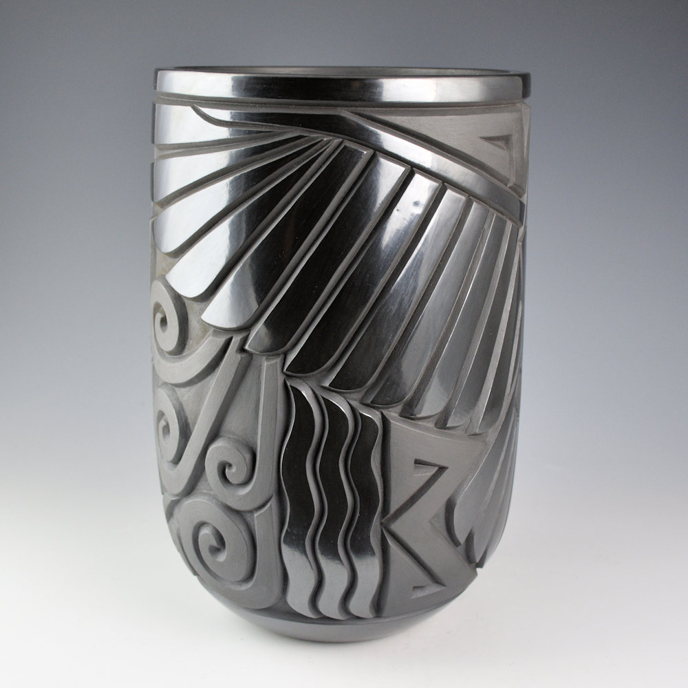Begay, Daniel - "Flight" 10" Tall Jar with Carved Eagle - Image 2