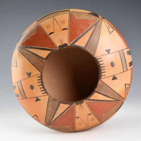 Alternative view of Quotskuyva, Dextra - 9" Wide Bowl Bowl with Katsina Face and Moths (1980s)