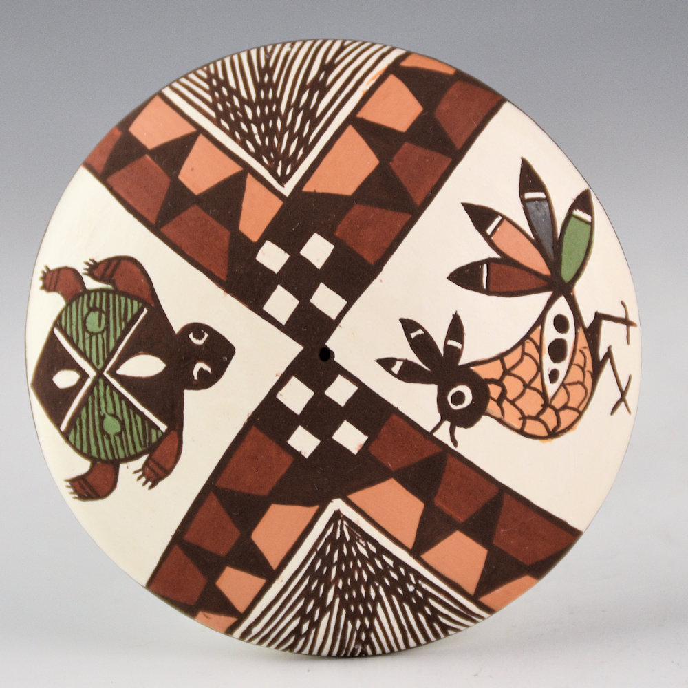 Lewis-Garcia, Diane - Polychrome Seedpot with Roadrunner and Turtle