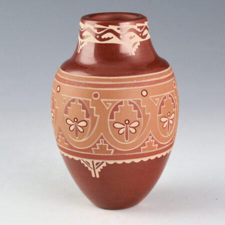 Alternative view of Curran, Dolores - Polychrome Jar with Dragonflies and Avanyu