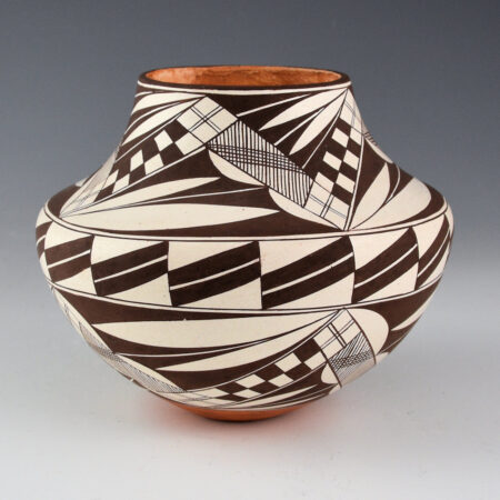 Alternative view of Juanico, Dolores Aragon- Water Jar 1900s Design with Checkerboard and Fine Lines