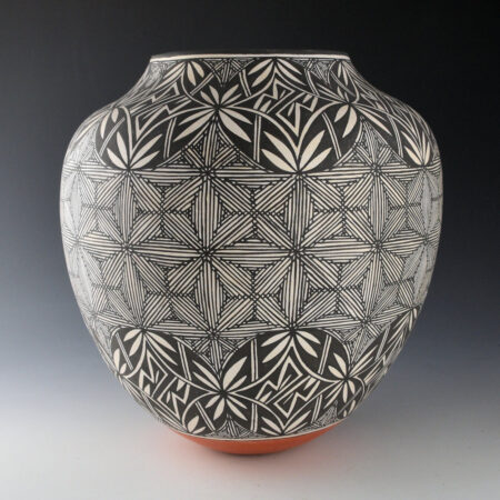 Routzen, Elsie P. - 11" Tall Large Jar with Butterflies and Interlocking Stars (1980s)