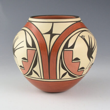 Alternative view of Shije, Eusebia - Four Color Jar with Birds and Rainbows (1990s)