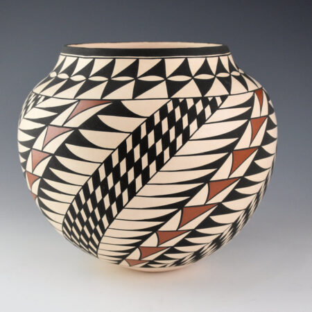 Alternative view of Patricio, Georgia - 8" Wide Jar with Spiraling Feathers and Rain Designs