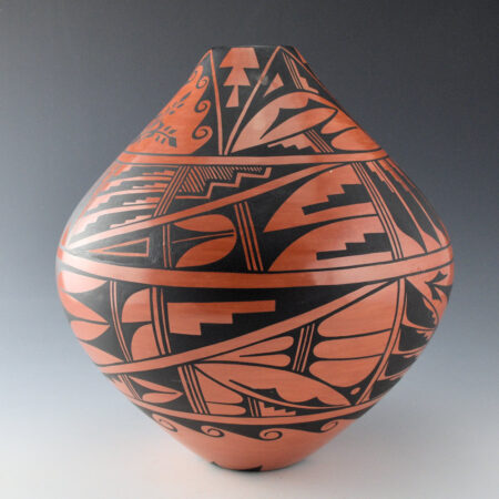 Alternative view of Sandia, Geraldine - 10" Tall Jar with Feather and Corn Designs