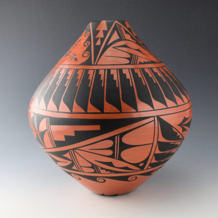 Sandia, Geraldine - 10" Tall Jar with Feather and Corn Designs