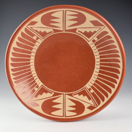 Alternative view of Gutierrez, Helen - 12" Red Plate with Feather Design (1980s)