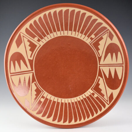 Gutierrez, Helen - 12" Red Plate with Feather Design (1980s)