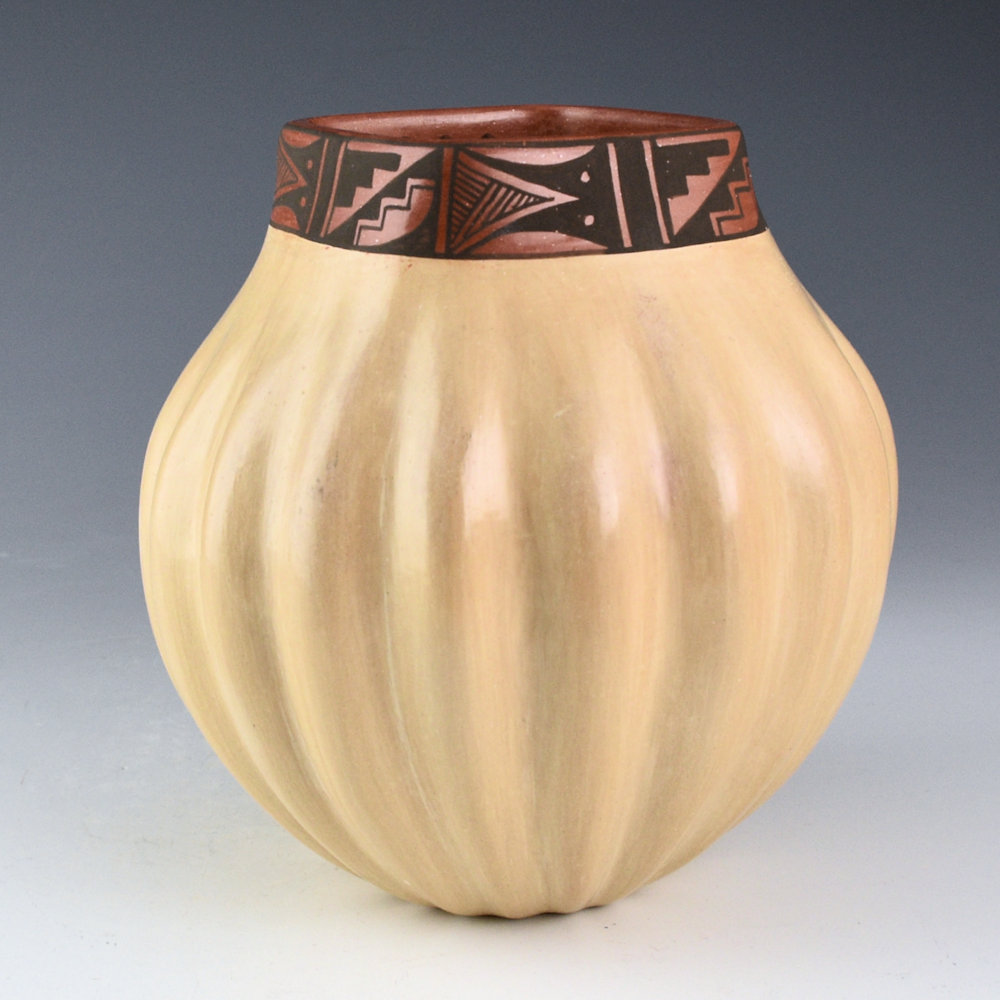 Fragua, Juanita - 18 Rib Melon Jar with Painted Neck (1980s) - Image 3